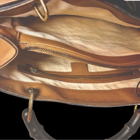 Authentic Gucci Bamboo Black Distressed Canvas Leather Rare -T.Ford Era Vintage - Picture 8 of 11